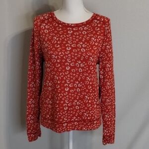 LOFT sweater medium animal print reddish orange white lightweight sweater LOFT